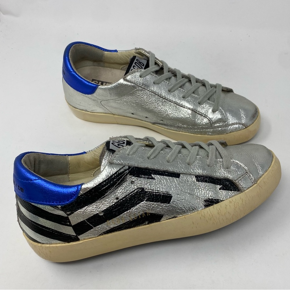 Golden Goose Superstar Silver Flag Sneakers size 36/ US 6